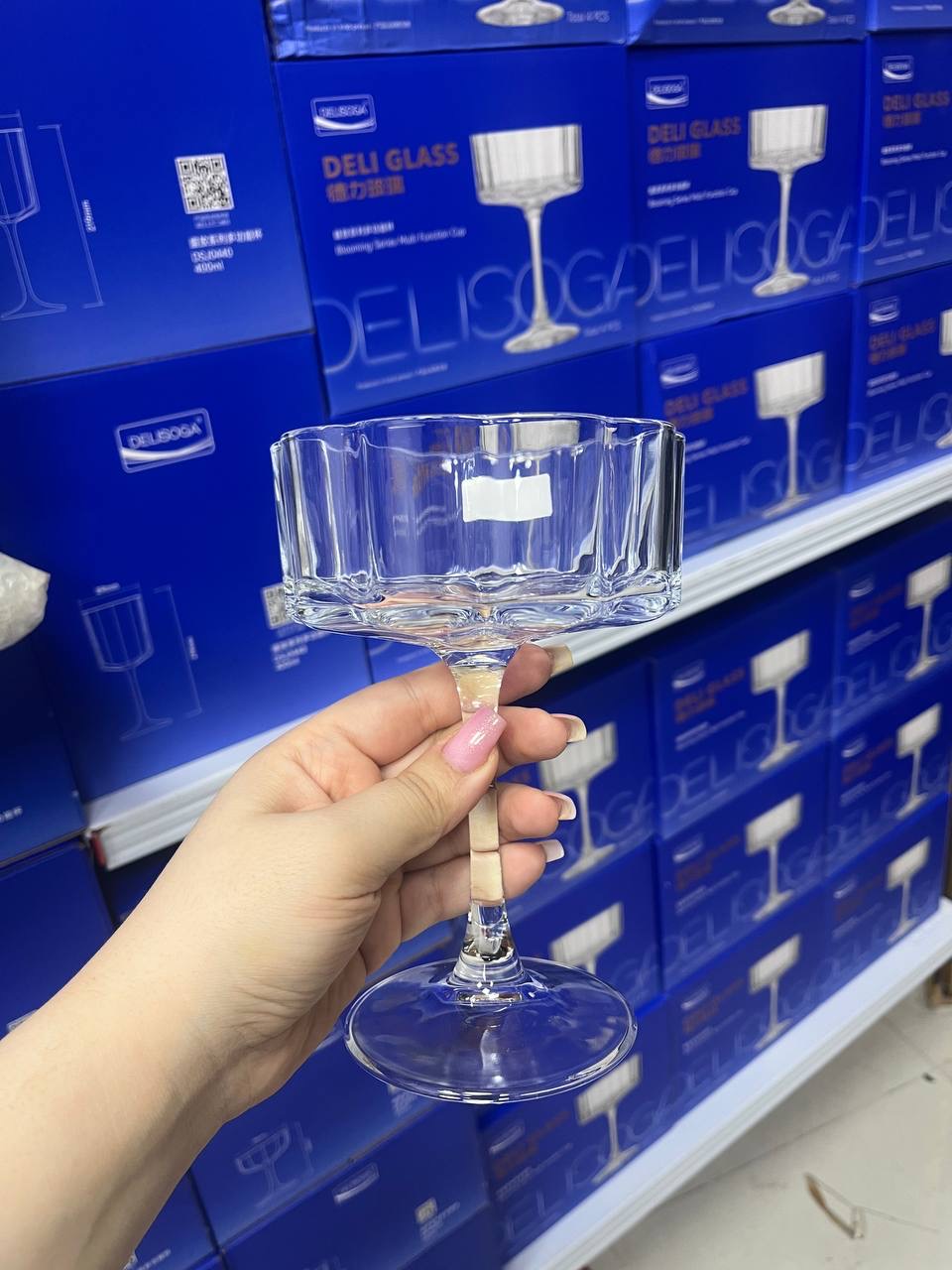 دسرخوری بلوری پایه دار ۴تایی برند deli glass