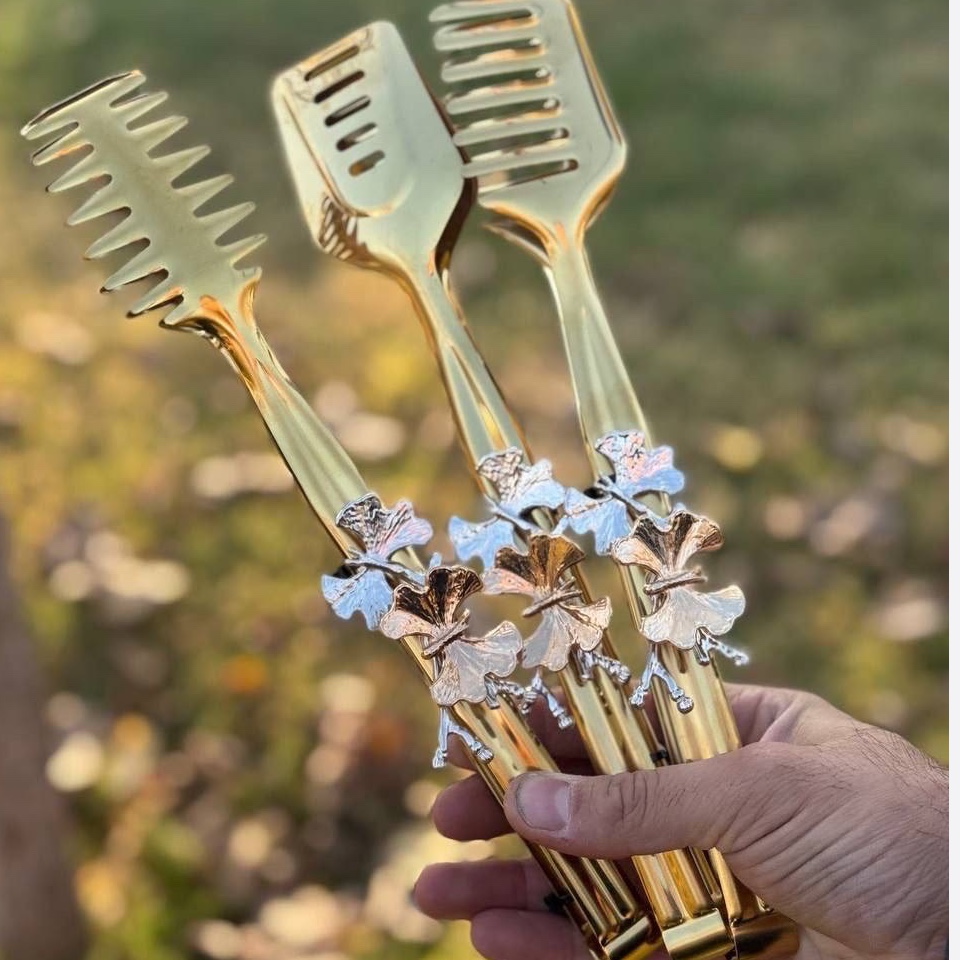 انبر سالاد طرح پروانه ای طلایی و سیلور