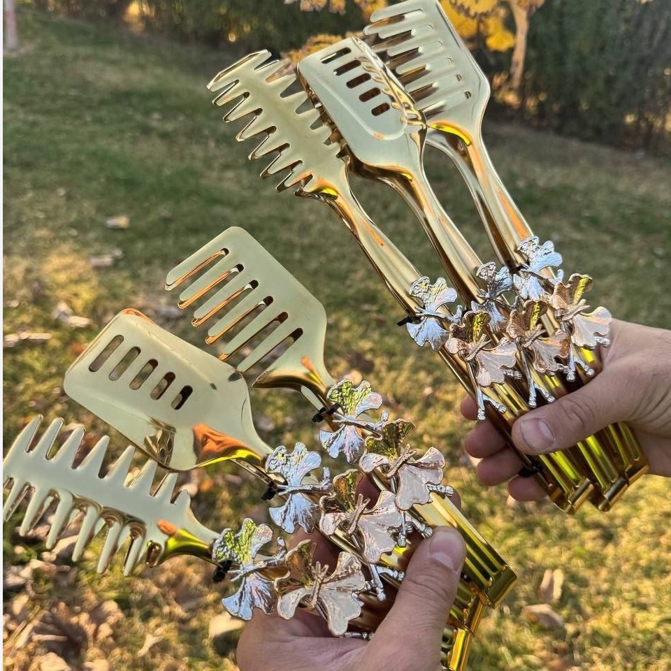 انبر سالاد طرح پروانه ای طلایی و سیلور