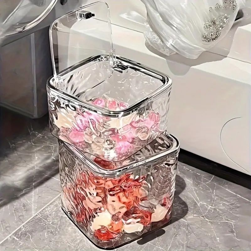 سطل رومیزی مربع دور نقره ای دوسایز